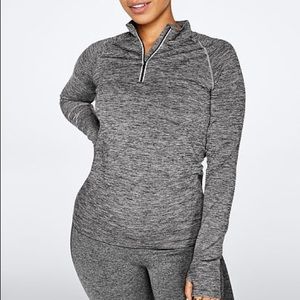 Victoria’s Secret PINK Seamless Workout Quarter Zip Gray Marl Large NEW